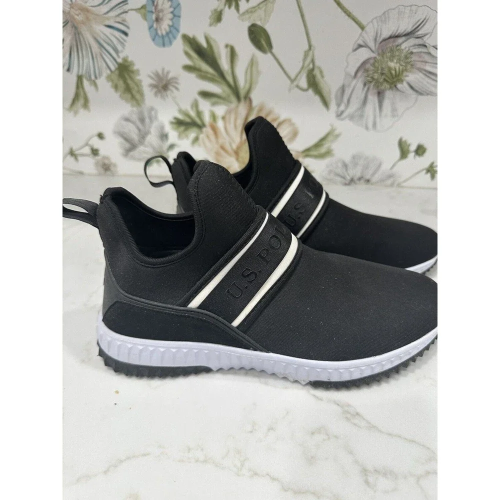 U.S. Polo Assn Wome's Black SlipOn Sneakers Casual Athletic Walking Shoes Sz 8.5